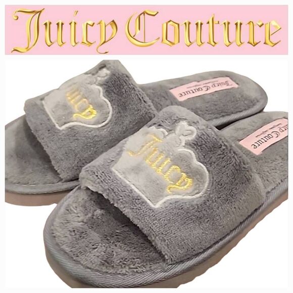 Juicy Couture Crown Logo Slippers- Grey - Picture 1 of 7
